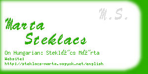 marta steklacs business card